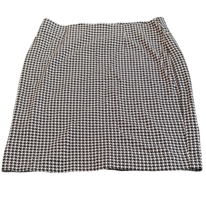 J. Jill Ponte Pencil Skirt Houndstooth Black White Stretch Waist S